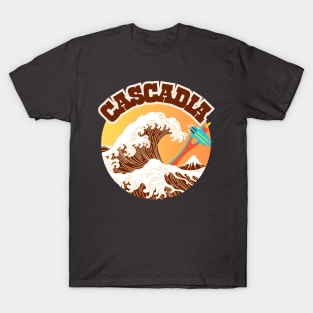 Cascadia. Great Wave of Coffee In A Cup. T-Shirt